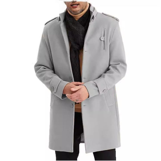 Herren modischer Übergangsmantel mit praktischen Taschen und Stehkragen R&B