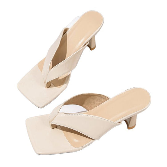 Damen modische Slingback-Pantoletten mit quadratischer Zehenpartie und elegantem Absatz R&B