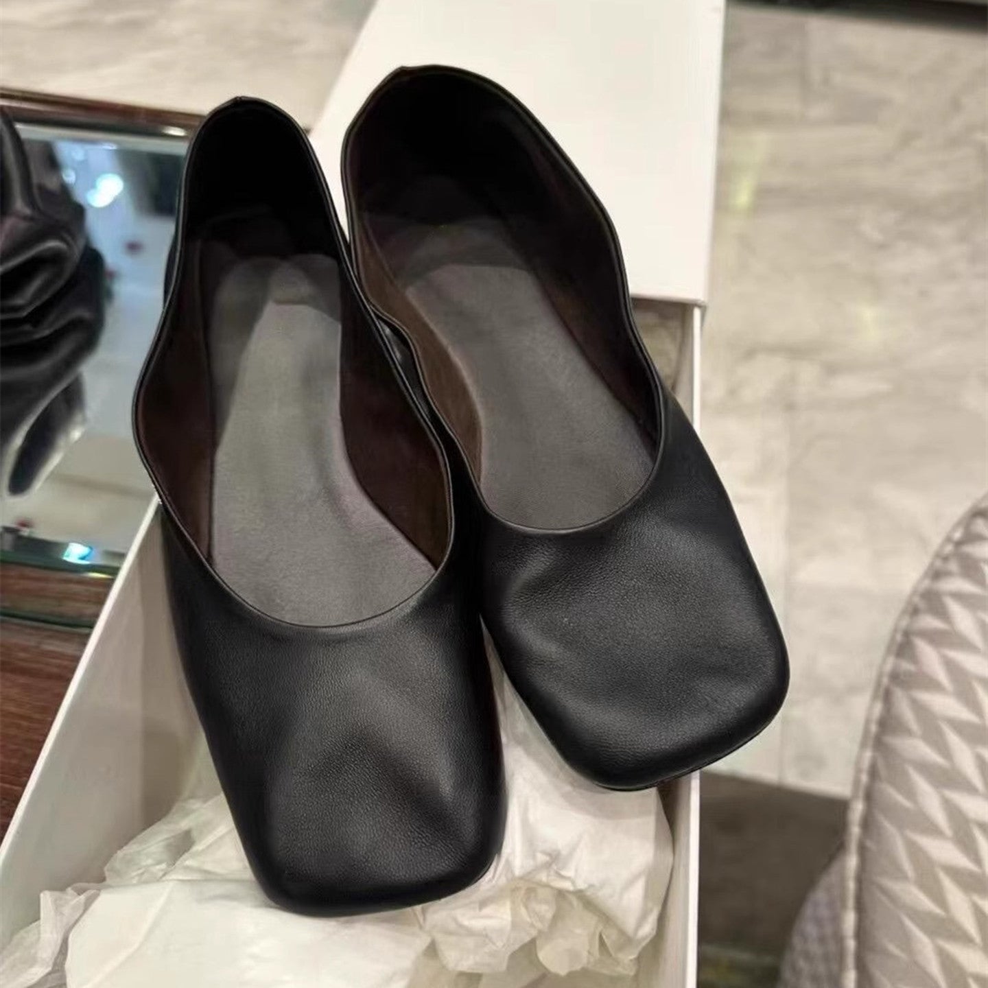Damen Ballerinas mit glänzender Oberfläche und breitem Einstieg R&B