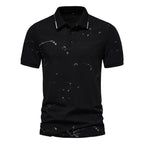 Herren Poloshirt mit kreativen Spritzdruck und hochwertiger Baumwolle