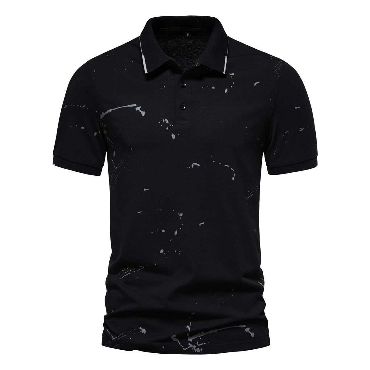 Herren Poloshirt mit kreativen Spritzdruck und hochwertiger Baumwolle