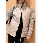 Steppjacke Damen mit Strickmuster und hohem Kragen