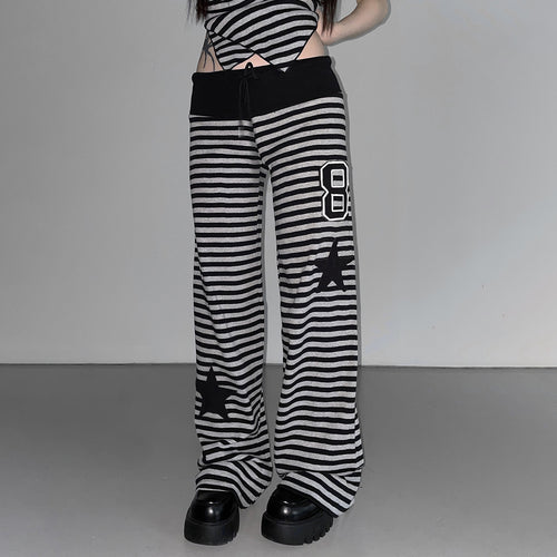 Damen Freizeithose mit gestreiftem Muster und praktischen Seitentaschen R&B