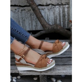 Damen Wedge-Sandaletten mit dekorativer Schleife R&B