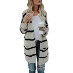 Damen Grobstrickpullover mit lässigen Streifen und weit geschnittenem Design R&B