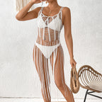 Damen Häkel-Strandüberwurf mit modischem Fransen-Design R&B