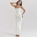 Damen Langärmliges Abendkleid mit strukturiertem Oberteil und elegantem Rüschenbund R&B