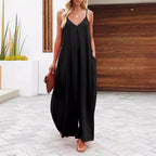 Damen Maxikleid mit v-ausschnitt und fließendem Schnitt R&B