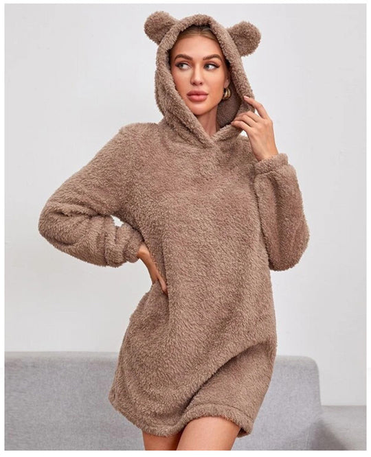 Damen Kuscheliger Hoodie mit Bärenohren R&B