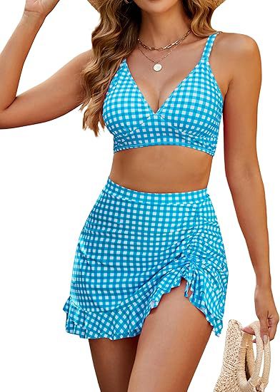 Damen Bikini-Set mit Wickelrock und V-Ausschnitt R&B