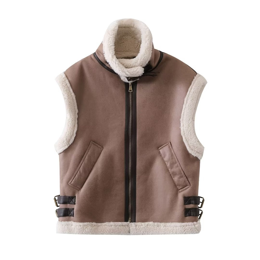 Damen modische Weste mit kuscheligem Innenfutter und eleganten Details R&B