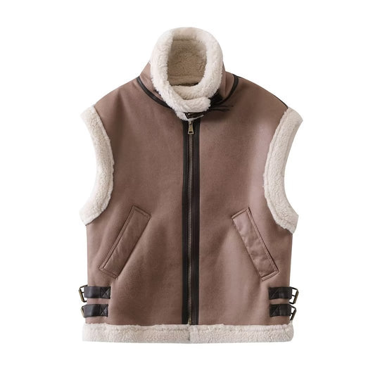 Damen modische Weste mit kuscheligem Innenfutter und eleganten Details R&B