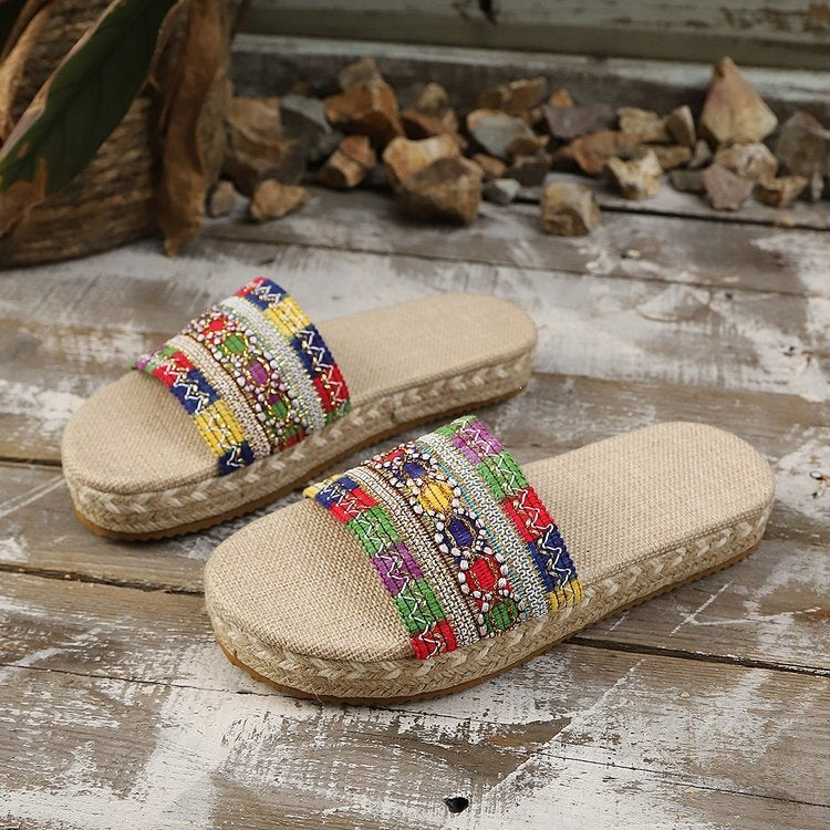 Damen Wedge-Pantoletten mit buntem Bead-Design R&B