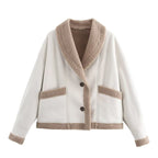 Damen Lässig geschnittene Stylische Jacket mit wärmendem Teddyfutter R&B