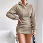 Damen Hoodie Kleid mit Raffung R&B