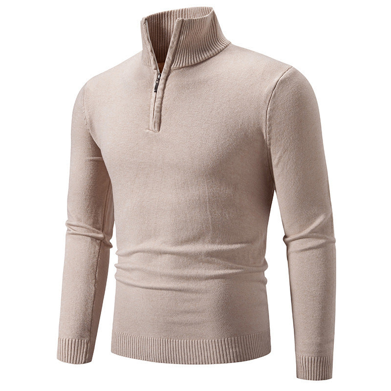 Herren modischer Rollkragenpullover mit Zipper und feiner Strickstruktur R&B