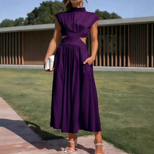Damen Maxikleid mit elegantem Wickeldesign und raffiniertem Cut-Out R&B