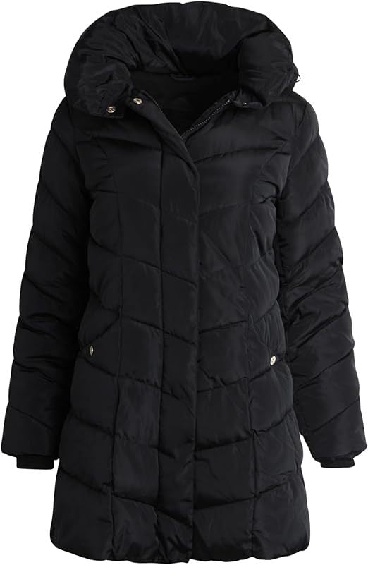 Damen Langer gesteppter Winterparka mit hochgeschlossenem Kragen R&B