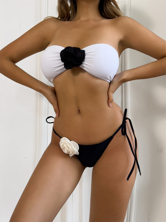 Damen Bikiniset mit romantischen Blumenapplikationen R&B