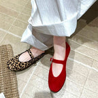 Damen Ballerinas mit elegantem Riemendesign und schickem Leopardenmuster R&B