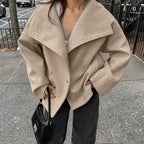 Damen Oversized Wolljacke mit breitem Revers R&B
