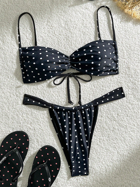 Damen Bandeau-Bikini mit auffälligem Punktenmuster R&B