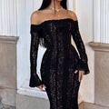Damen Elegantes Spitzenkleid im figurbetonten Schnitt mit Off-Shoulder Design R&B