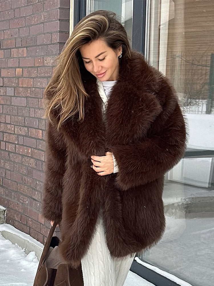 Damen luxuriöse Kunstfelljacke R&B