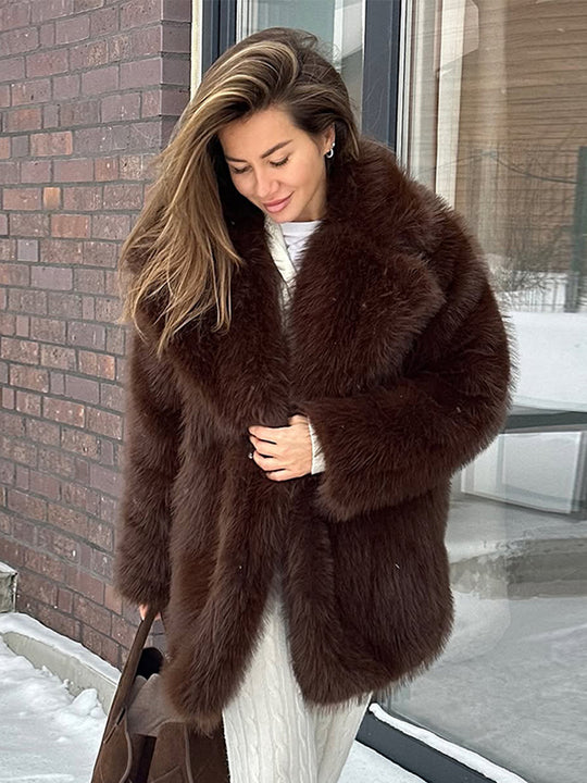 Damen luxuriöse Kunstfelljacke R&B