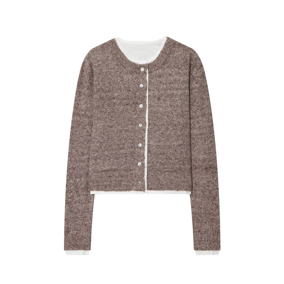 Damen Kurze Strickjacke mit Knopfdetails R&B
