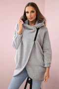 R&B | Asymmetrische Reißverschluss Kapuzenfleece Sweatjacke