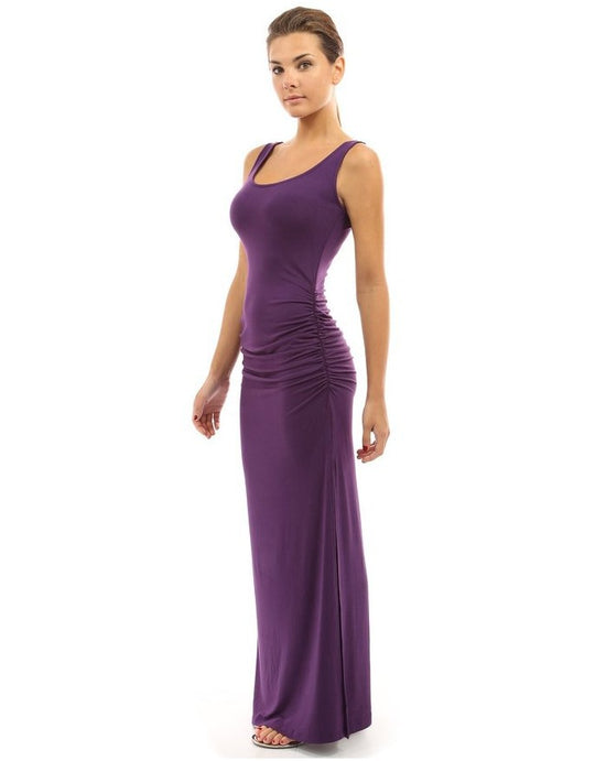 Damen figurbetontes Maxikleid mit Raffungen R&B