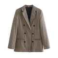Damen kariertes Blazerjacke mit doppelter Knopfreihe und idealem Schnitt R&B