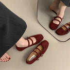 Damen Ballerina-Pantoletten mit modischem Riemchen und komfortablem Fußbett R&B