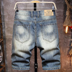 Herren Destroyed Denim-Shorts mit stylischen Rissen und Vintage-Details R&B