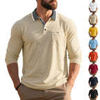 Herren Langarm Polo-Shirt aus atmungsaktivem Stoff mit modernem Kragen R&B