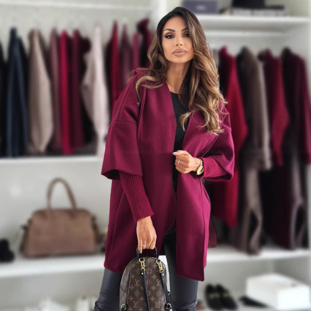 Damen elegante und lässige Kapuzenjacke aus hochwertigem Strickmaterial R&B