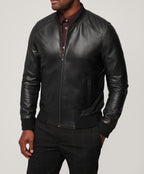 Herren klassische jacke im Biker-Stil mit elastischem Bund