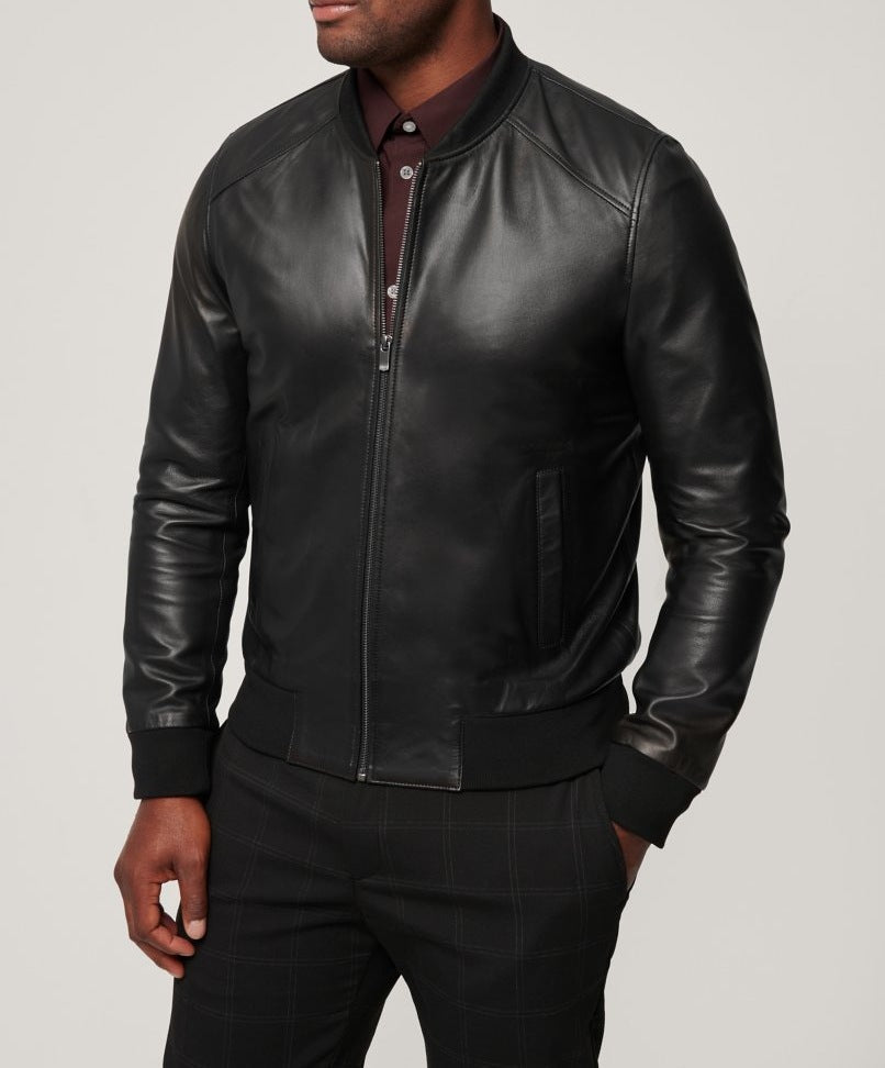 Herren klassische jacke im Biker-Stil mit elastischem Bund