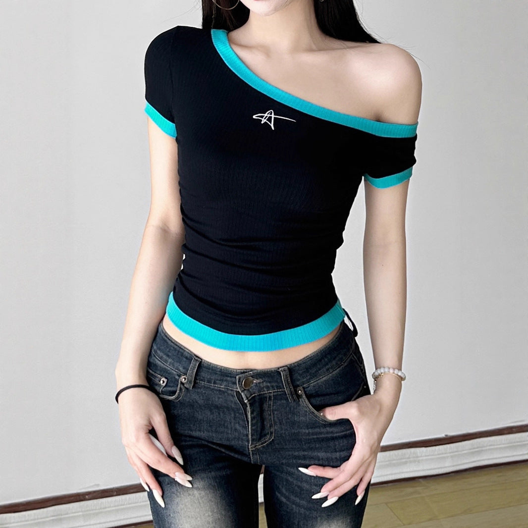 Damen figurbetontes Kurzarmshirt R&B