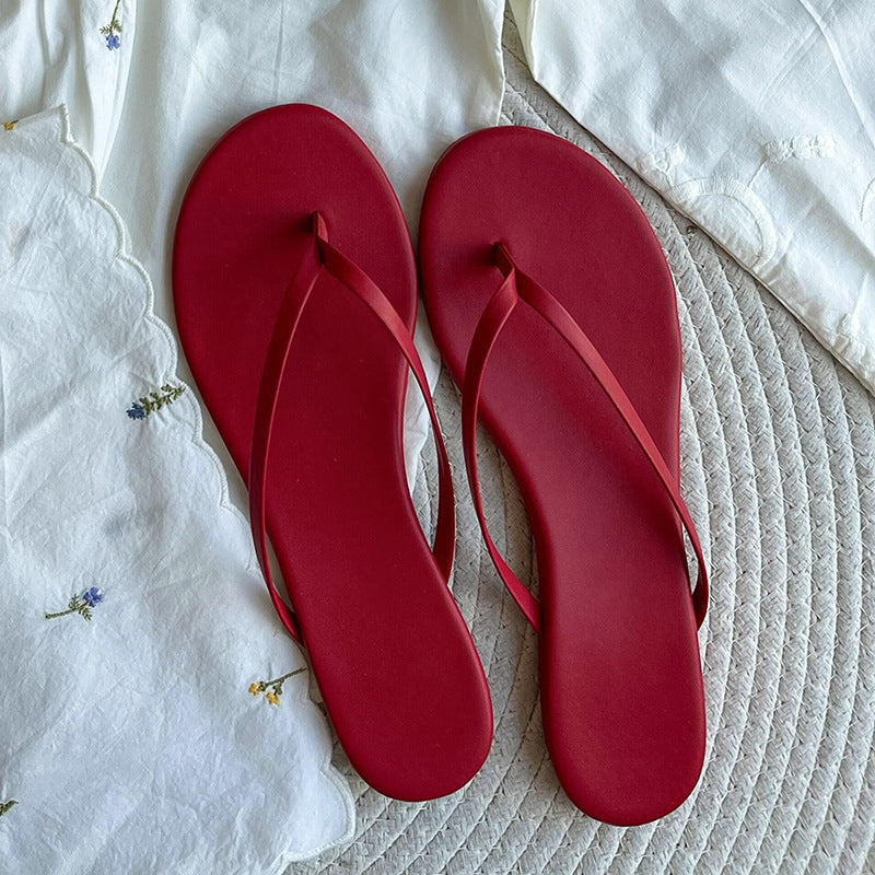 Damen Elegante Flip-Flops mit glänzendem Riemendesign R&B