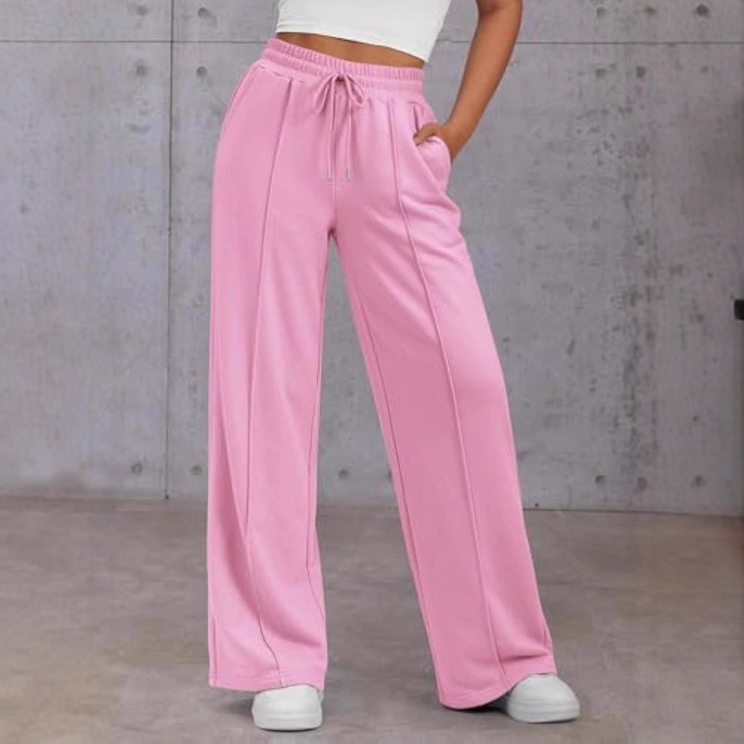 Damen Komfortable Weite Sweatpants mit elastischem Bund und praktischen Taschen R&B