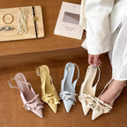 Damen Slingback-Pumps mit elegantem Rüschen-Design und modischen Details