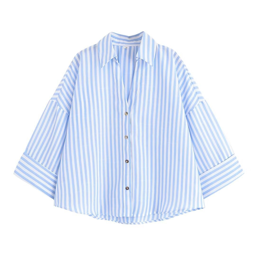 Damen Hemdblusenshirt mit lässigem Schnitt und eleganten 3/4-Ärmeln R&B