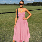 Damen Maxi-Kleid mit elegantem Bustier-Oberteil und fließendem Rock R&B