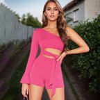 Damen Modischer Einteiler mit asymmetrischem Schnitt und Taillierung R&B