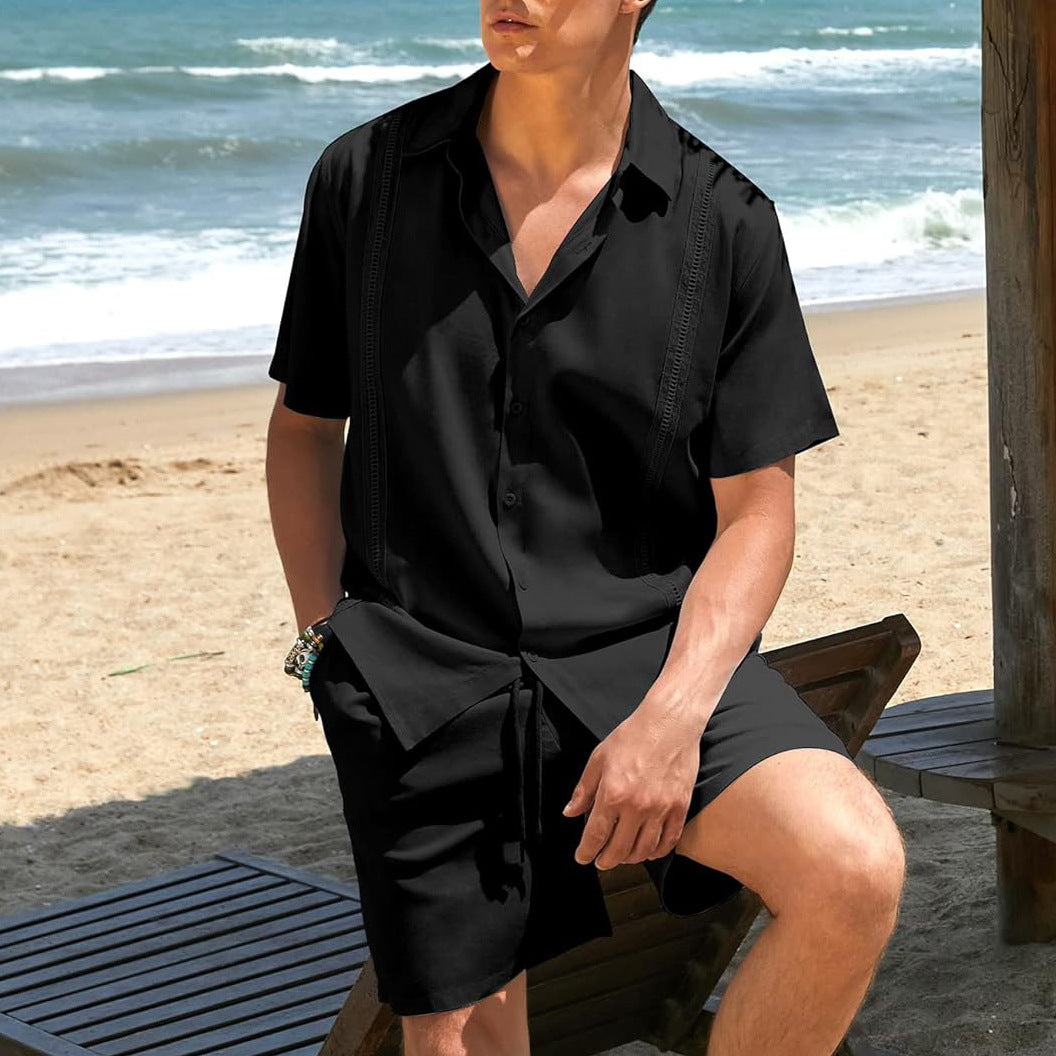 Herren lässiges Strandhemd mit kurzen Ärmeln und hochwertigem atmungsaktivem Stoff R&B