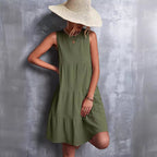 Damen Sommerliches A-Linien Kleid mit voluminösem Rock und ärmellosem Design R&B