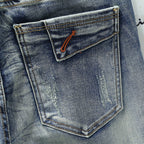 Herren modische Ripped Jeans mit kreativen Steppnähten R&B