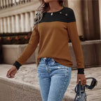 Damen Pullover mit strukturiertem Design und Button-Details R&B